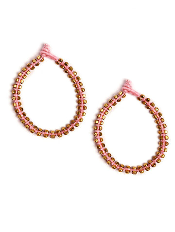 Set Of 2- Maryam Pink German Silver Anklets